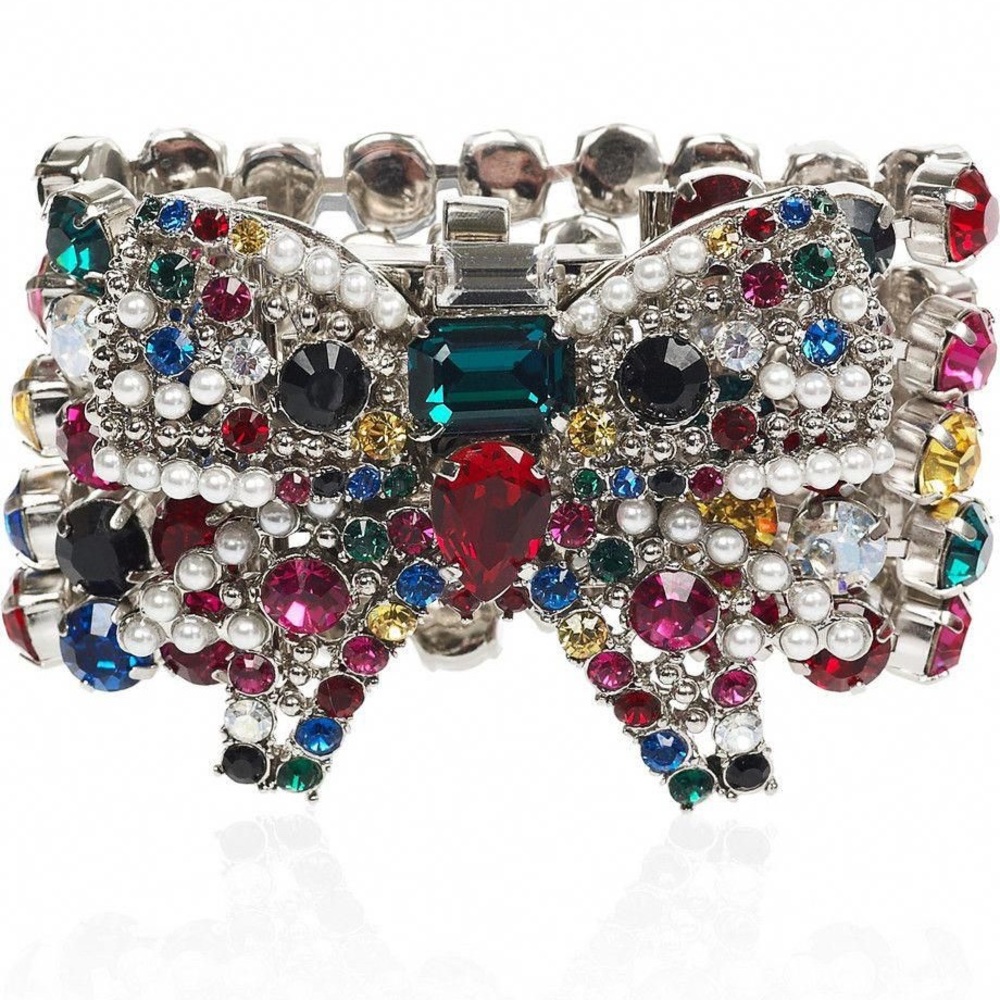 Miu Miu Multicolored Crystal Bow Bracelet